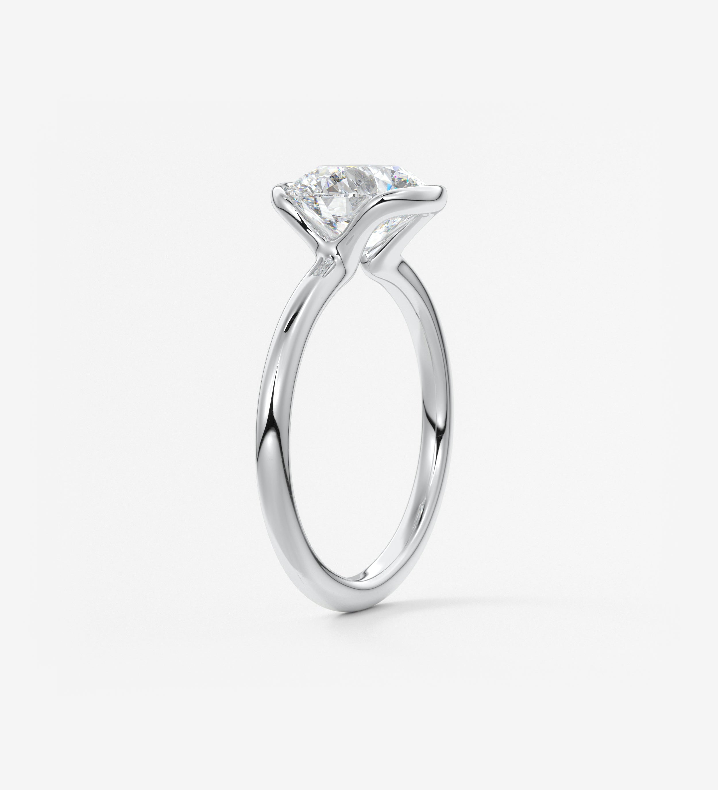 Round Half Bezel Lab Grown Diamond Engagement Ring