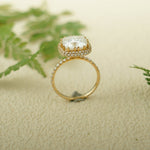 Stunning 1.0 - 2.0 CT Cushion Moissanite Engagement Ring With Pave & Halo Design 7