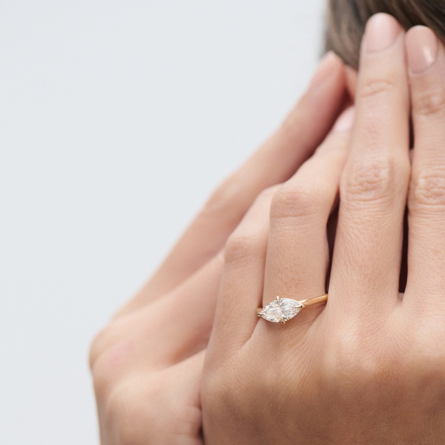 1 CT East West Marquise Solitaire Moissanite Engagement Ring