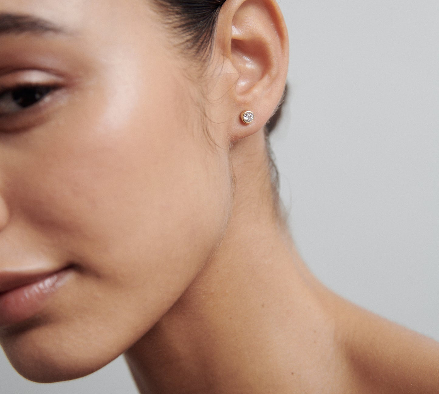 0.20 TCW Round Cut Lab Grown Bezel Earrings