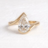 3 CT Pear Shaped Lab Grown Diamond Bypass Style Engagement Ring