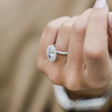 3.85 CT Oval Solitaire Halo & Pave Moissanite Engagement Ring 3