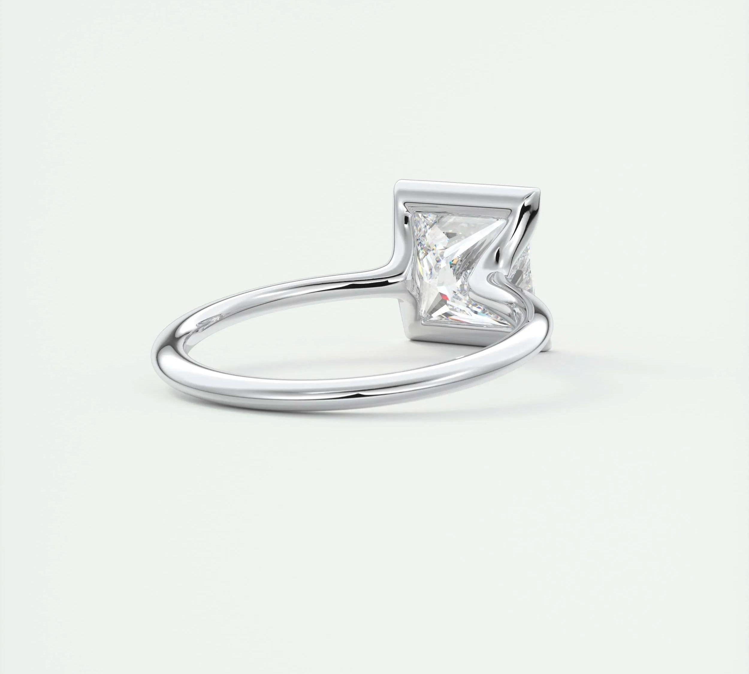 2 CT Princess Solitaire CVD F/VS1 Diamond Engagement Ring 3