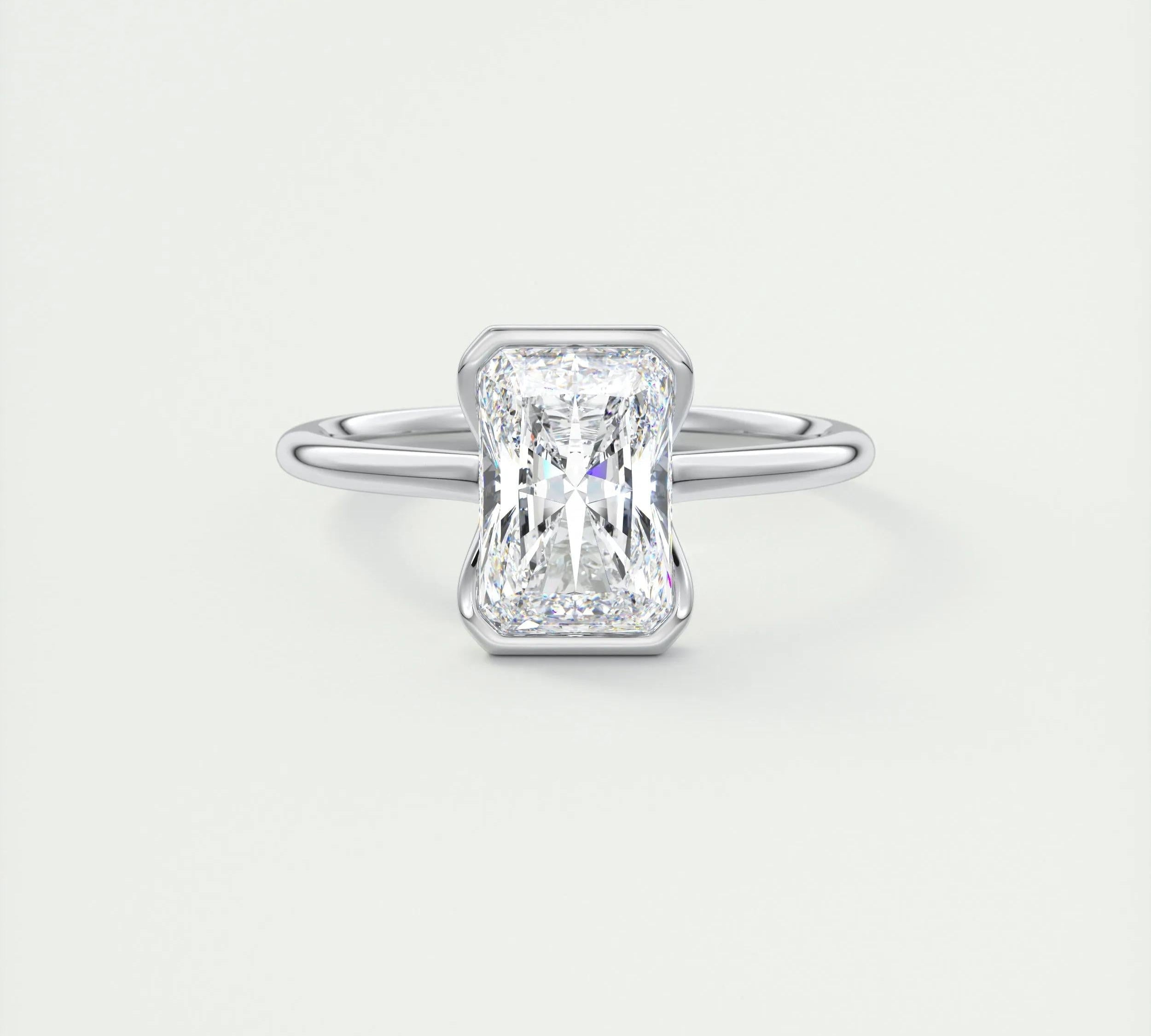 2 CT Radiant Half Bezel CVD F/VS1 Diamond Engagement Ring 1