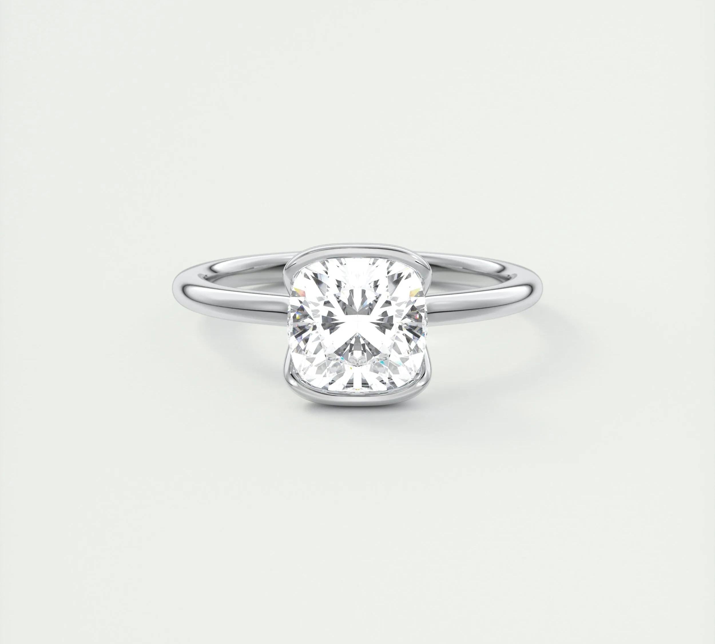 2 CT Cushion Half Bezel CVD F/VS1 Diamond Engagement Ring 1