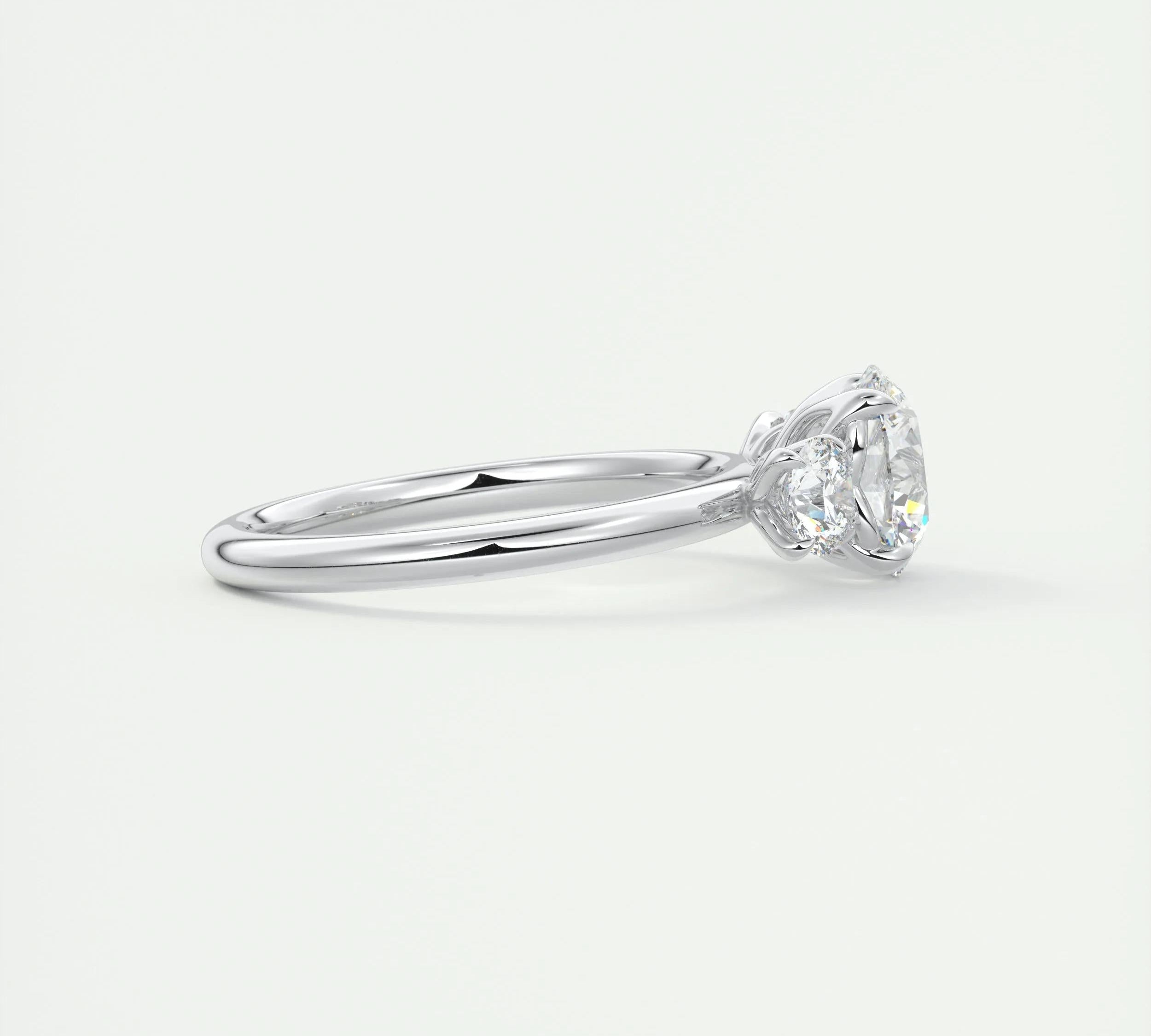 1.5 CT Round 3 Stones CVD F/VS1 Diamond Engagement Ring 2