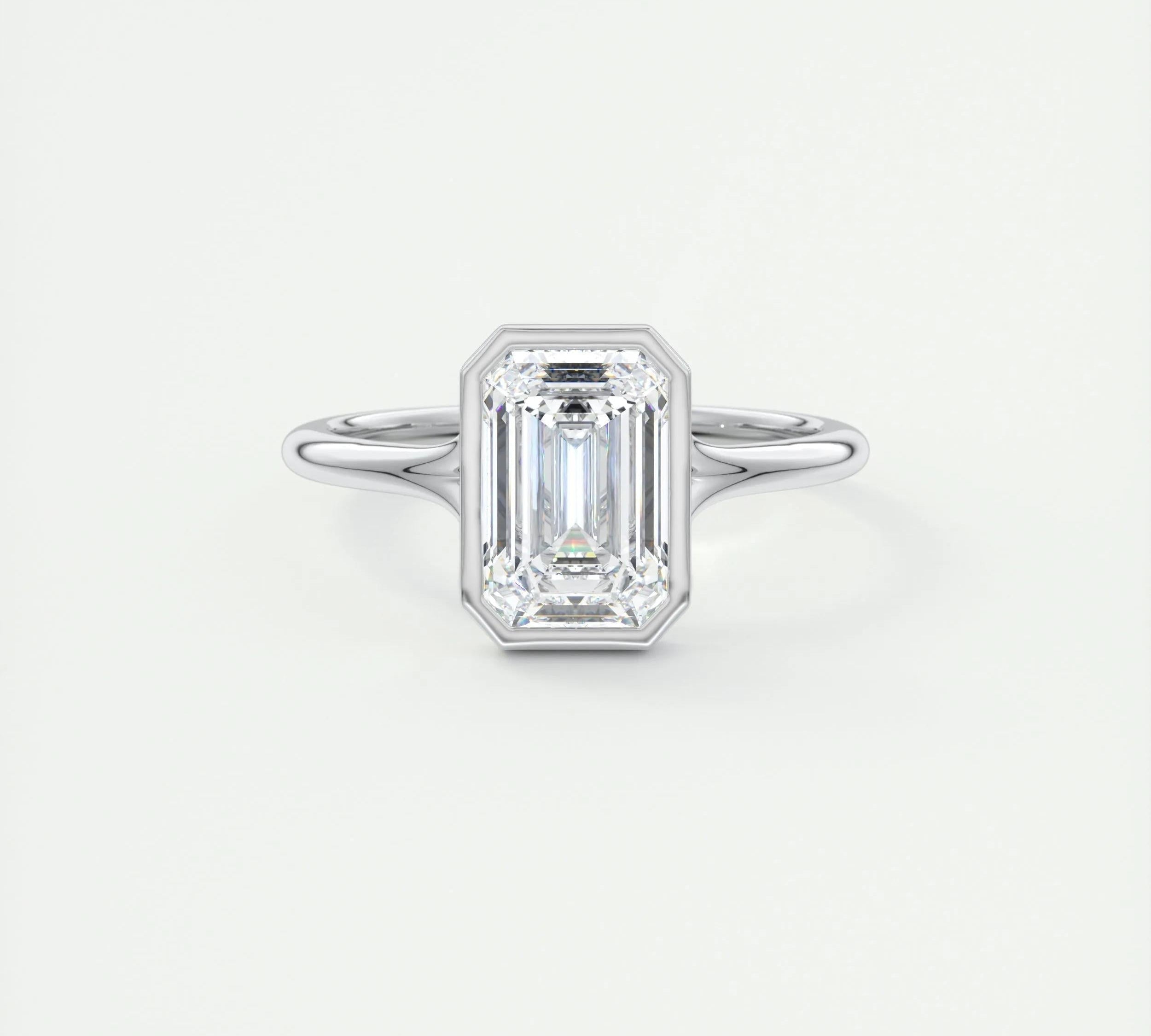 2 CT Emerald Bezel CVD F/VS1 Diamond Engagement Ring 1