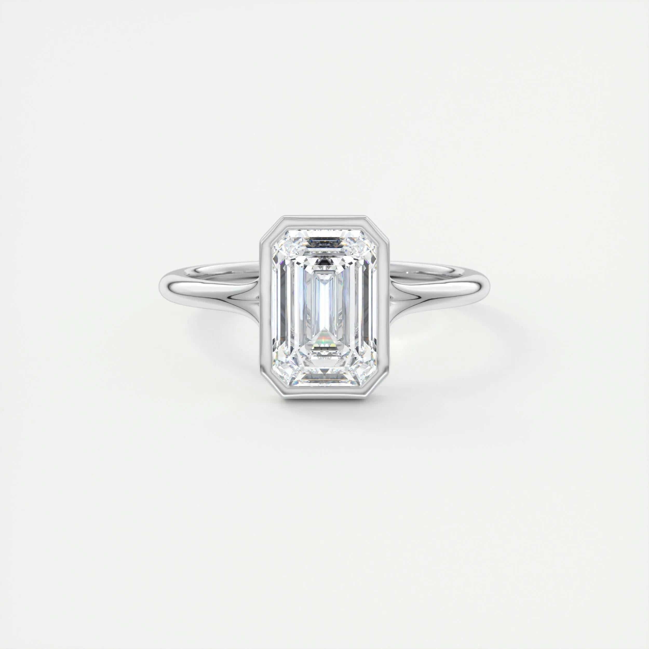 2 CT Emerald Bezel CVD F/VS1 Diamond Engagement Ring 1