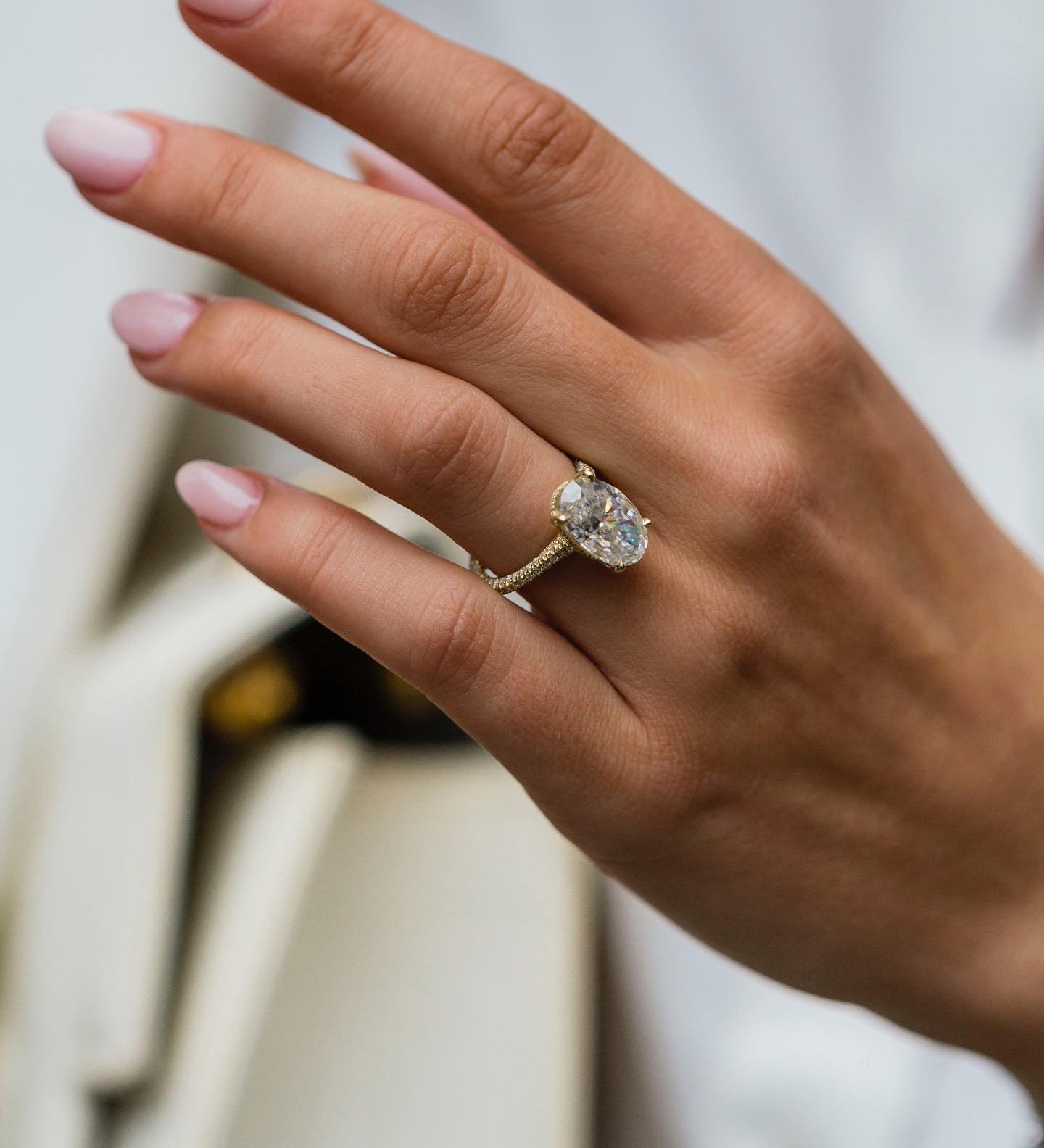 5.0 CT Oval Solitaire Hidden Halo Moissanite Engagement Ring 2
