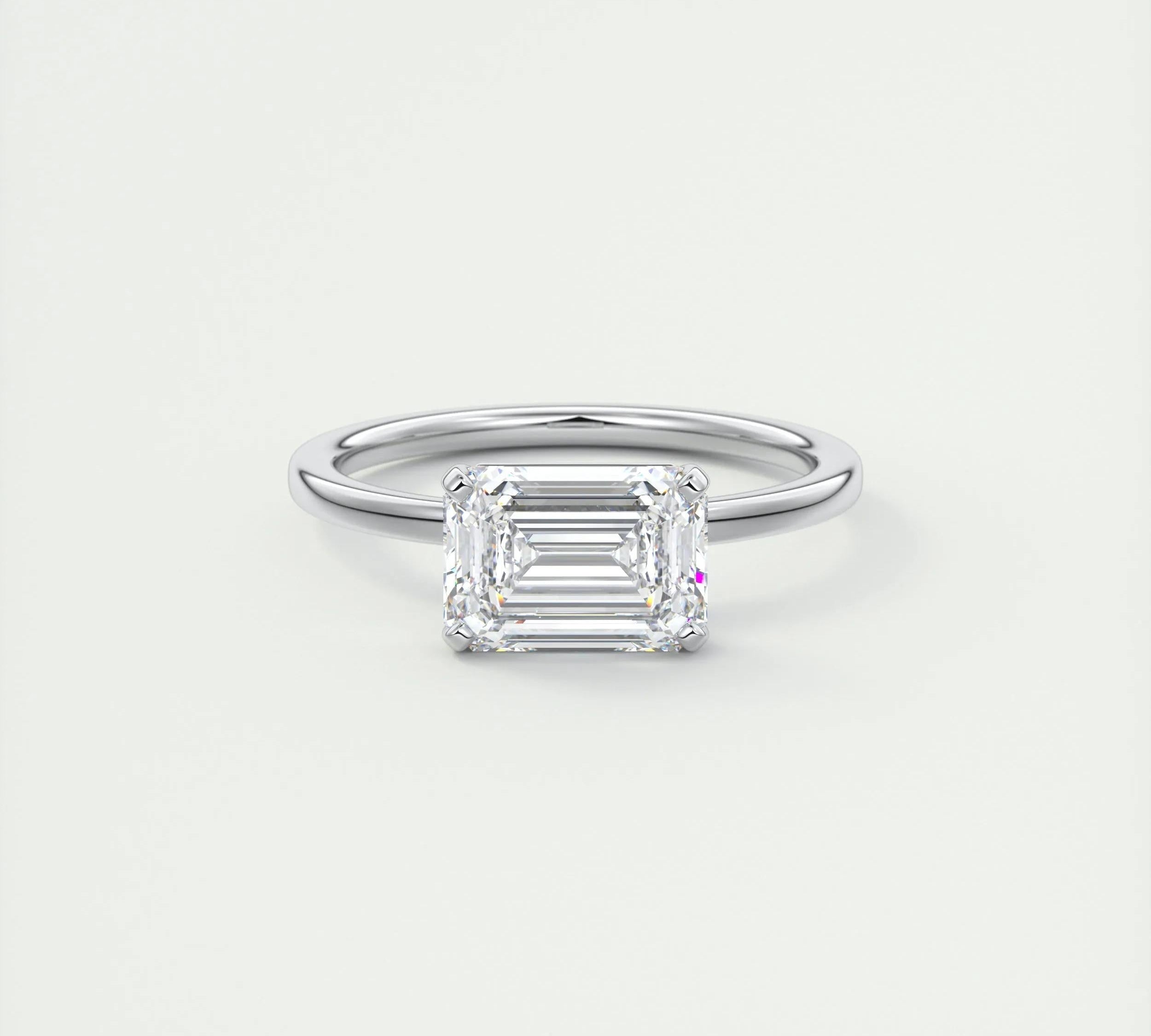 2 CT Emerald Solitaoire CVD F/VS1 Diamond Engagement Ring 1