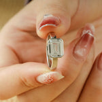 Stunning 1.0 - 2.0 CT Emerald Moissanite Engagement Ring with Bezel Design 2