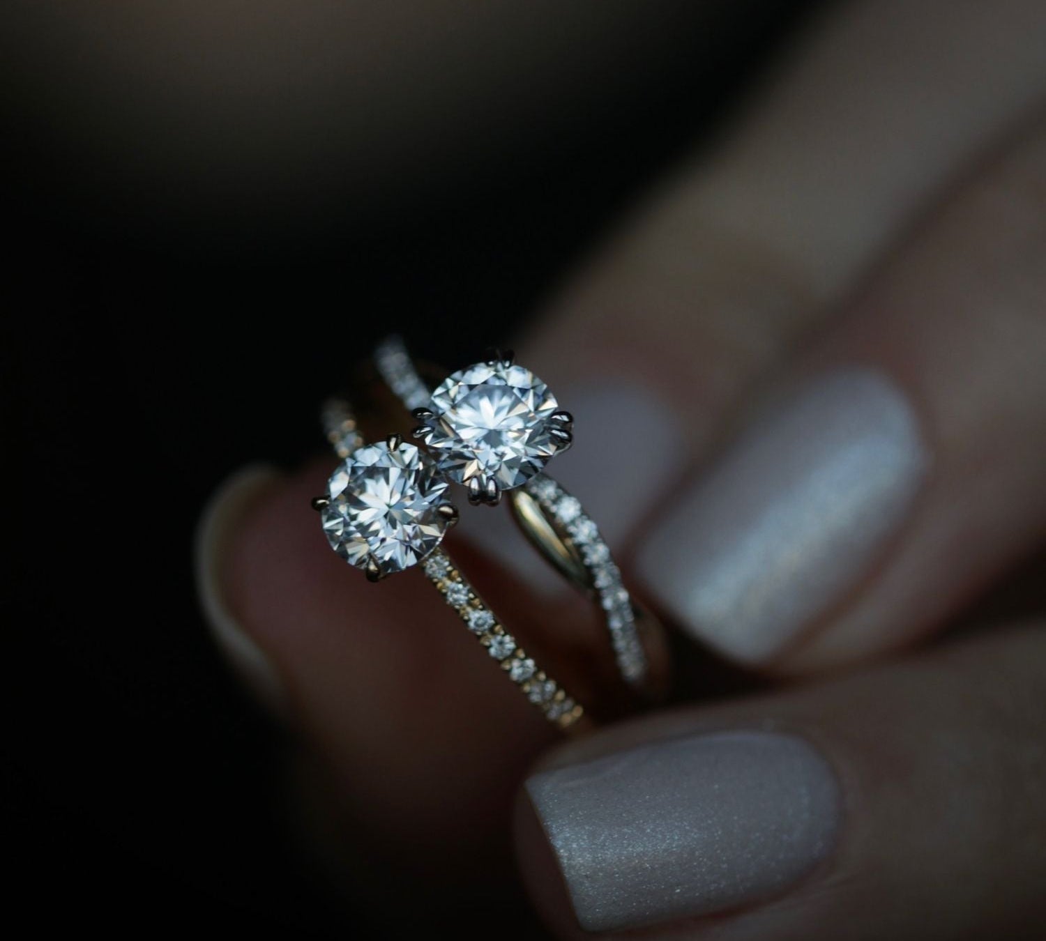 Round Cut Pave Lab Grown Diamond Engagement Ring