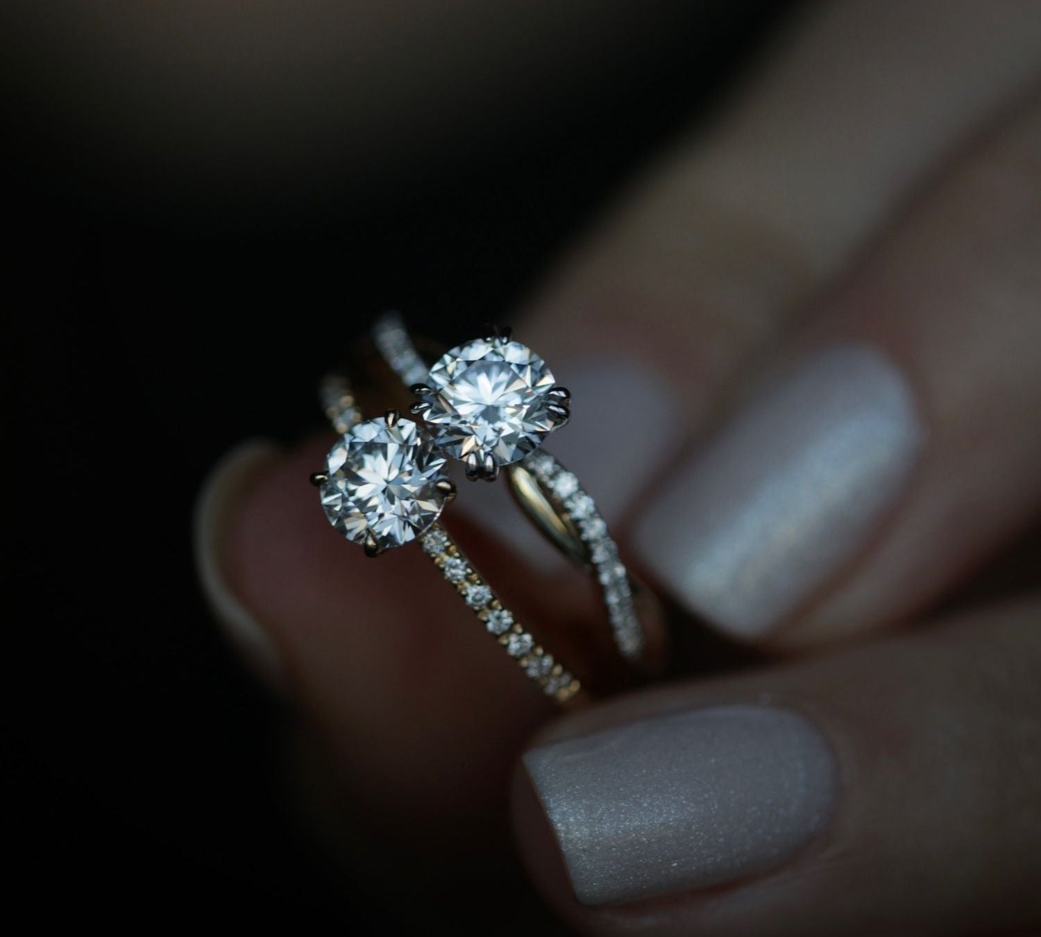 Round Cut Twisted Shank Pave Lab Grown Diamond Engagement Ring