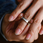 Delicate Moissanite Band with 0.20 TCW Emerald Cut Stones in Solid Gold 3