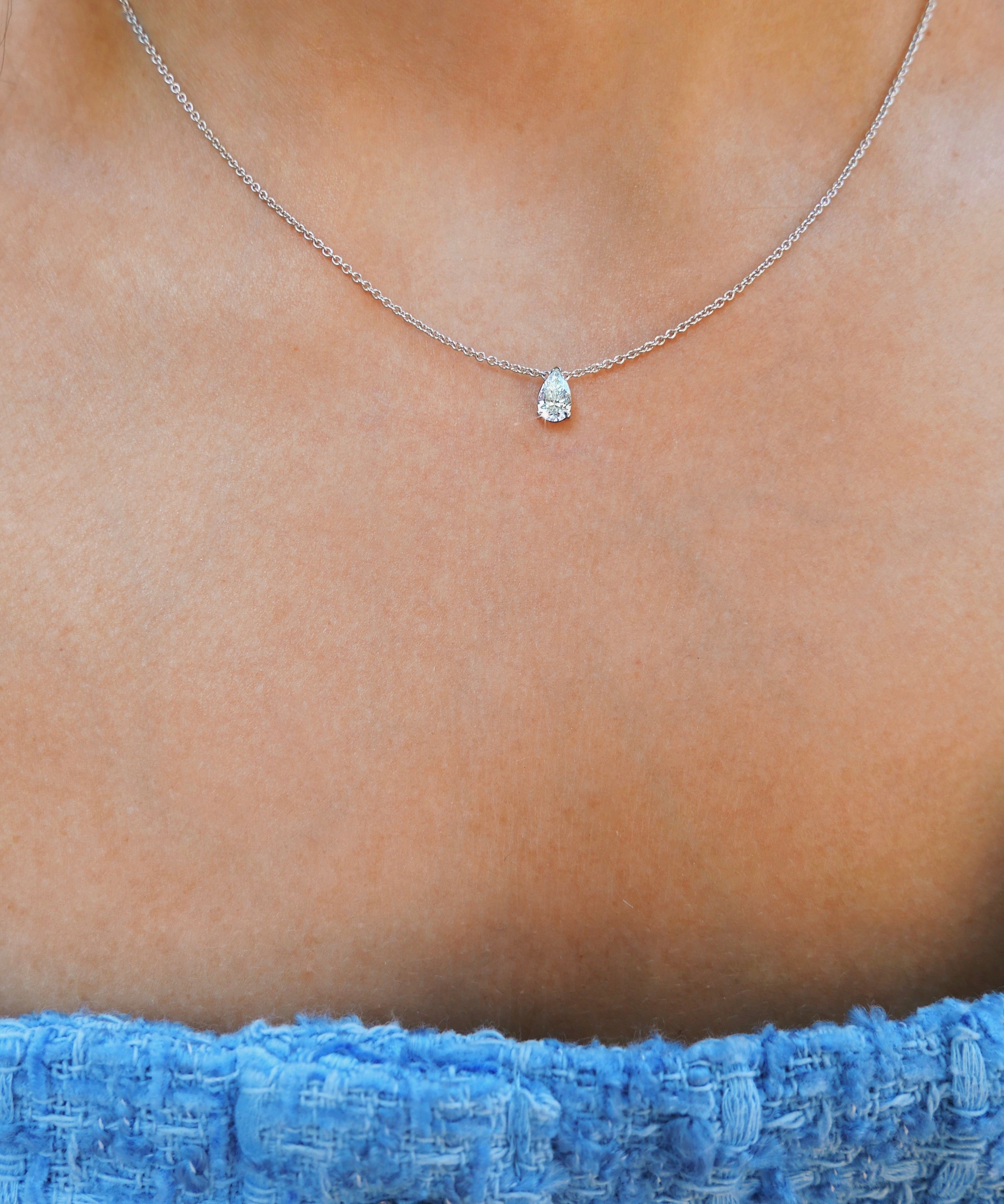 0.30 CT Pear Solitaire Lab Grown Diamond Necklace