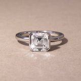 Asscher Lab Grown Diamond Half Bezel Style Engagement Ring