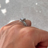 Asscher Lab Grown Diamond Half Bezel Style Engagement Ring