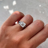 Asscher Lab Grown Diamond Half Bezel Style Engagement Ring