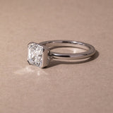 Asscher Lab Grown Diamond Half Bezel Style Engagement Ring