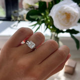 Asscher Lab Grown Diamond Half Bezel Style Engagement Ring