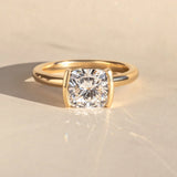 Cushion Lab Grown Diamond Half Bezel Style Engagement Ring