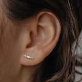 0.15 TCW Baguette & Round Cut Moissanite Stud Earrings