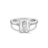 2 CT Emerald Bezel Lab Grown Diamond Engagement Ring