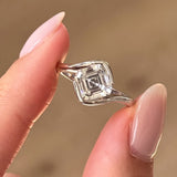 2.09 CT East West Asscher Solitaire Lab Grown Diamond Engagement Ring