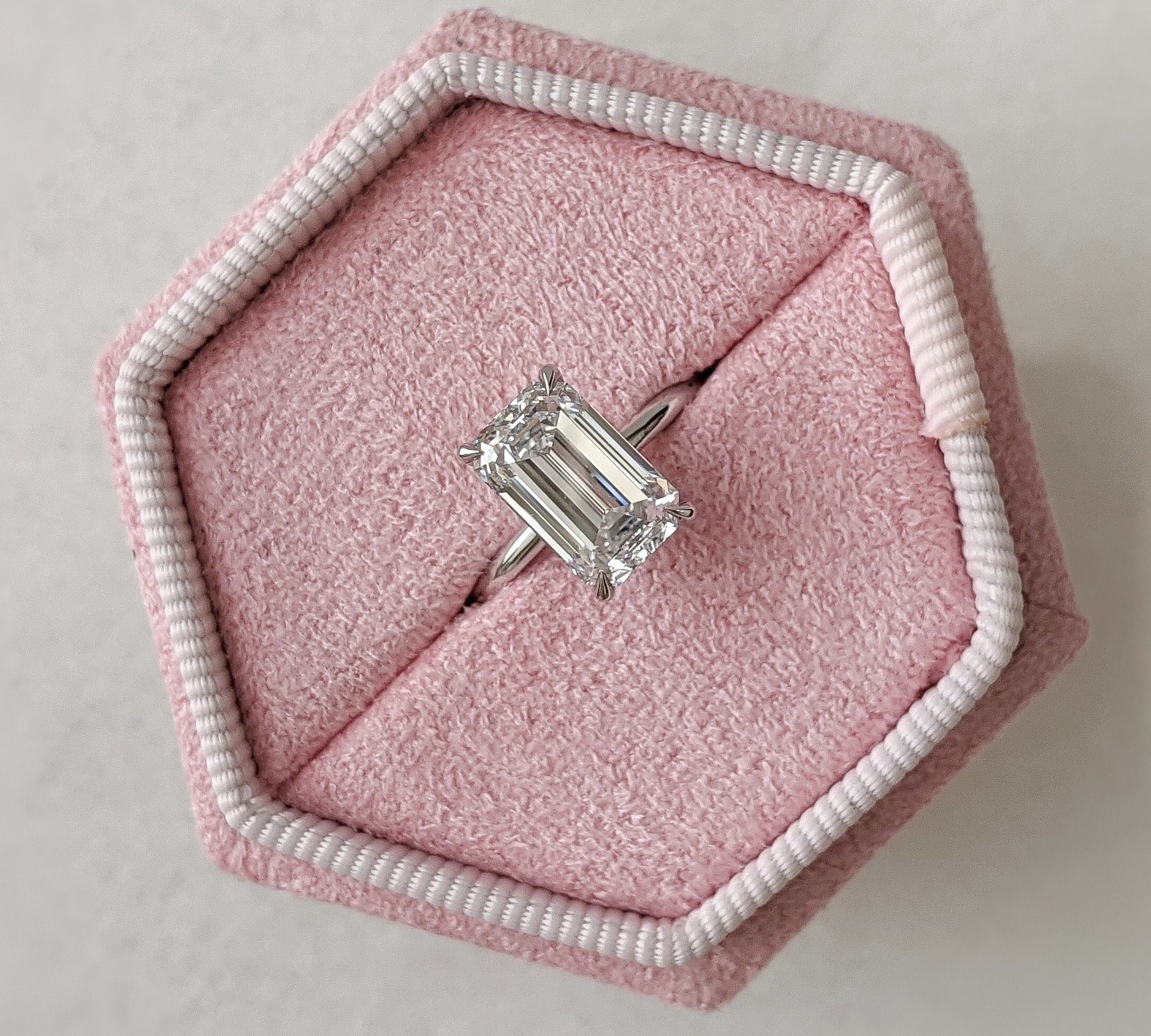 Emerald Solitaire Lab Grown Diamond Engagement Ring