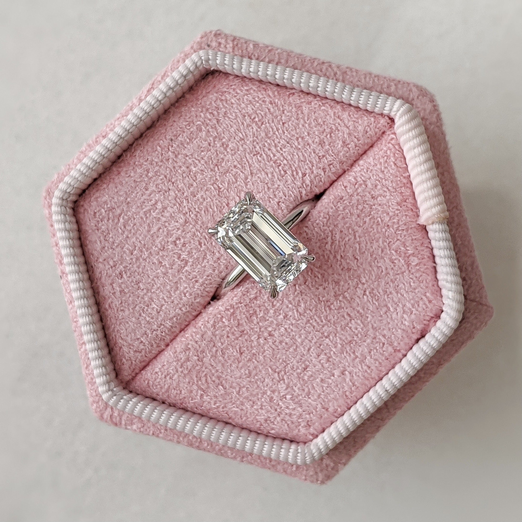 Emerald Solitaire Lab Grown Diamond Engagement Ring