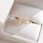 1 CT Emerald Three Stone Moissanite Engagement Ring