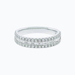 0.90 CT Round & Baguette Three Row Lab Grown Diamond Wedding Band