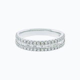 0.90 CT Round & Baguette Three Row Lab Grown Diamond Wedding Band
