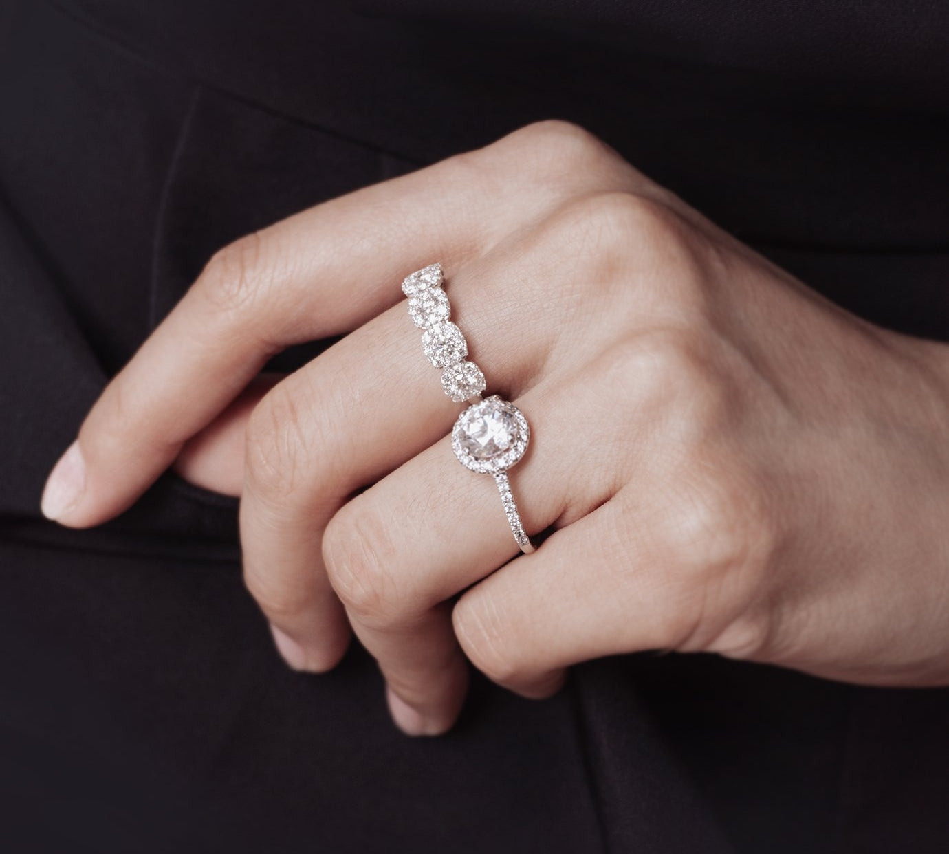 0.80 CT Round Halo Style Lab Grown Diamond Wedding Band