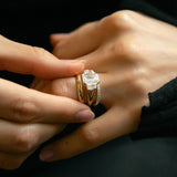 Emerald Three Stone Bezel Lab Grown Diamond Engagement Ring