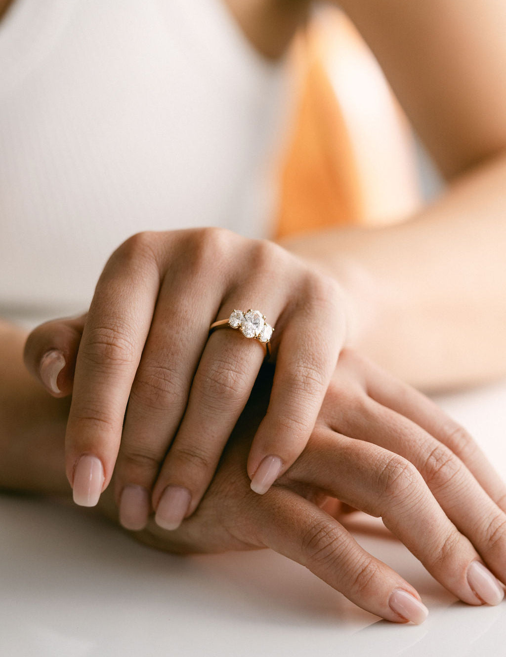 3.0 CT Elongated Cushion Solitaire Lab Grown Diamond Engagement Ringt