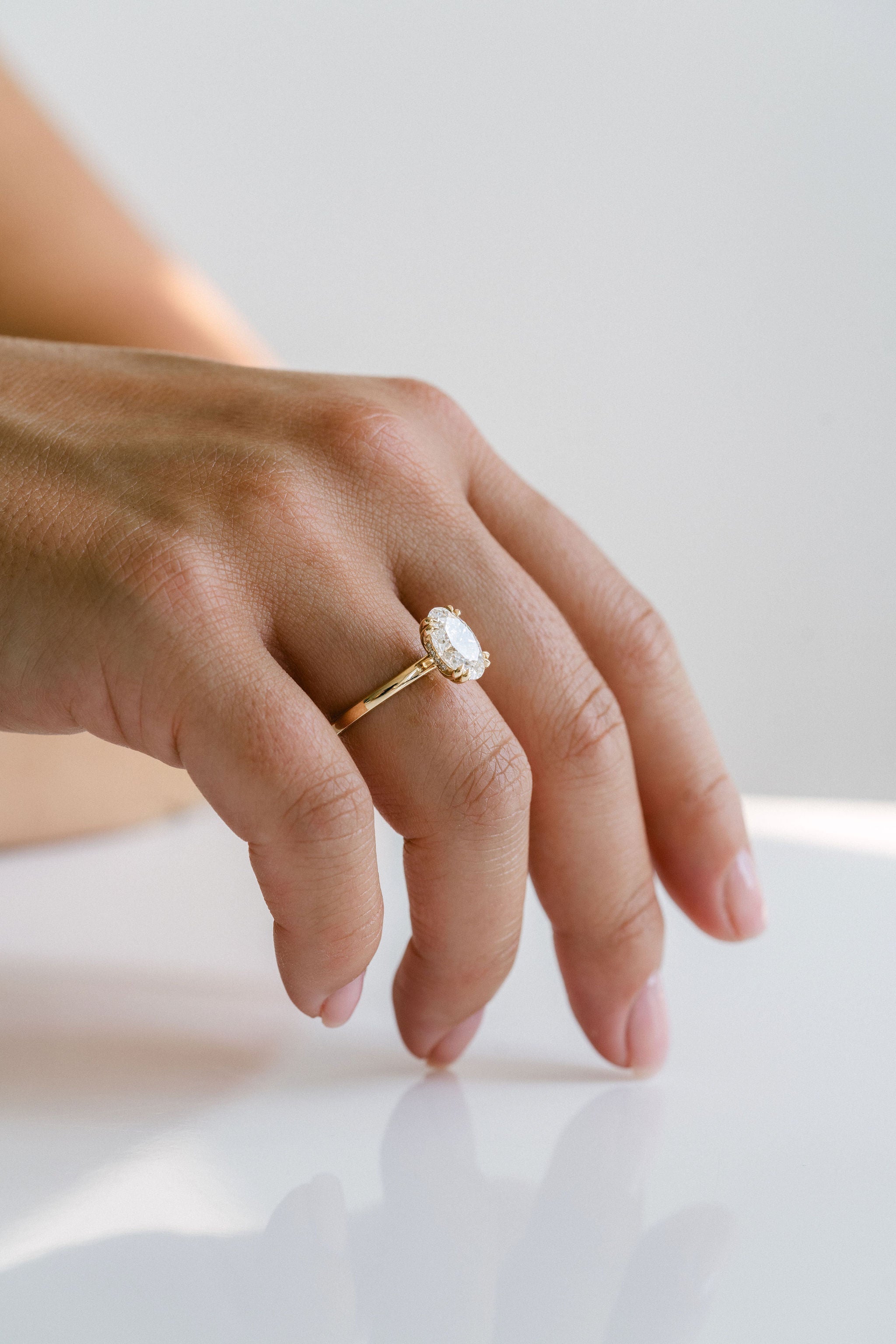 3.0 CT Elongated Cushion Solitaire Lab Grown Diamond Engagement Ringt