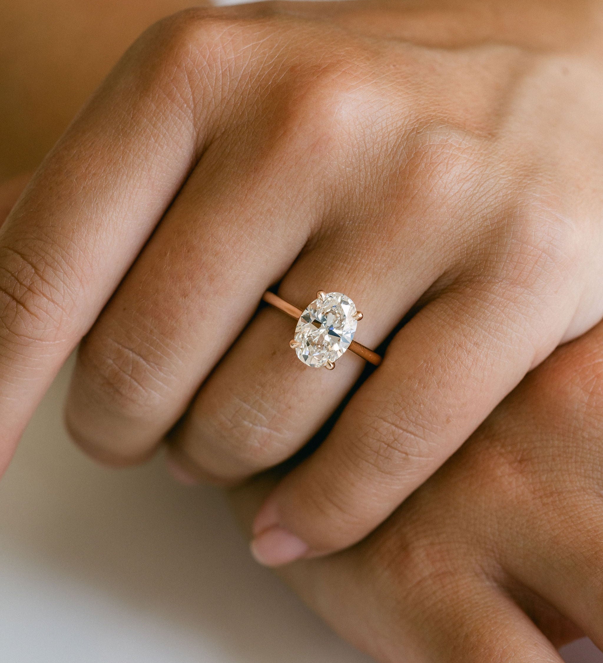 3.0 CT Elongated Cushion Solitaire Lab Grown Diamond Engagement Ringt
