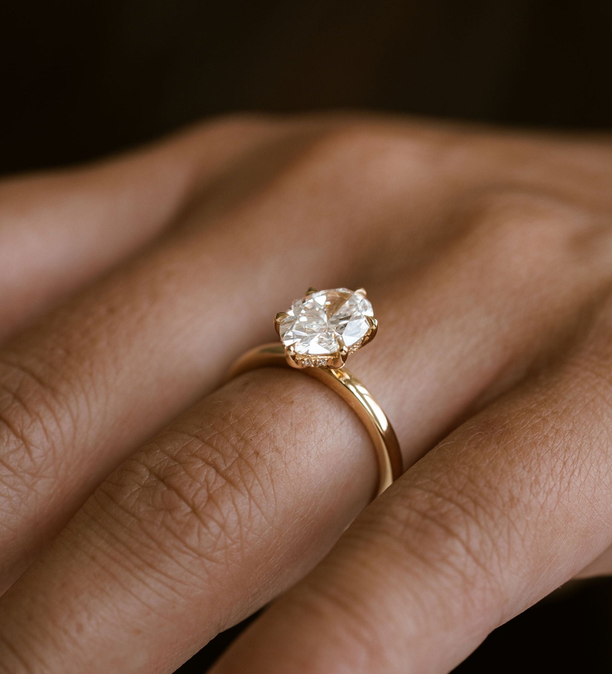 3.0 CT Elongated Cushion Solitaire Lab Grown Diamond Engagement Ringt