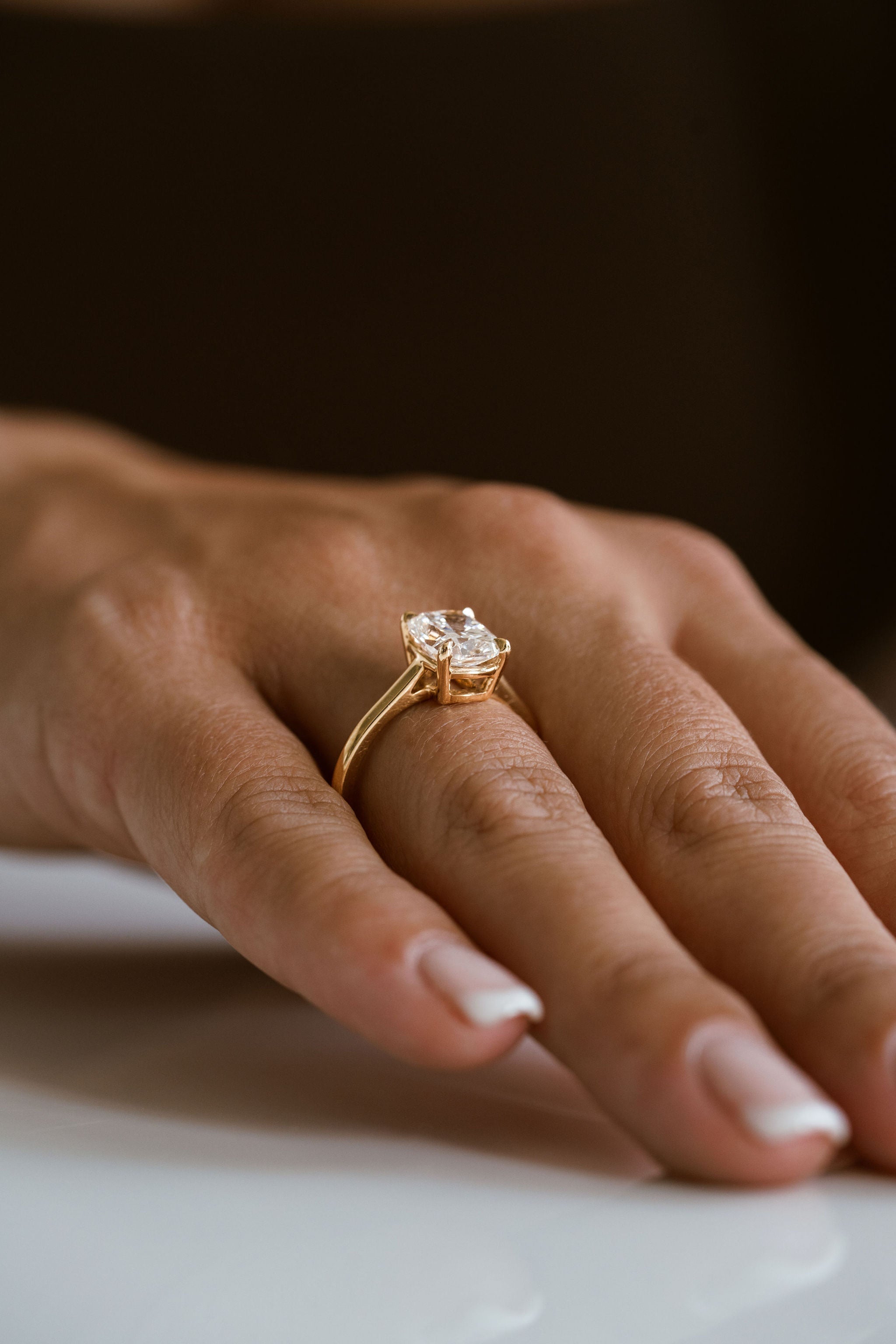3.0 CT Elongated Cushion Solitaire Lab Grown Diamond Engagement Ringt