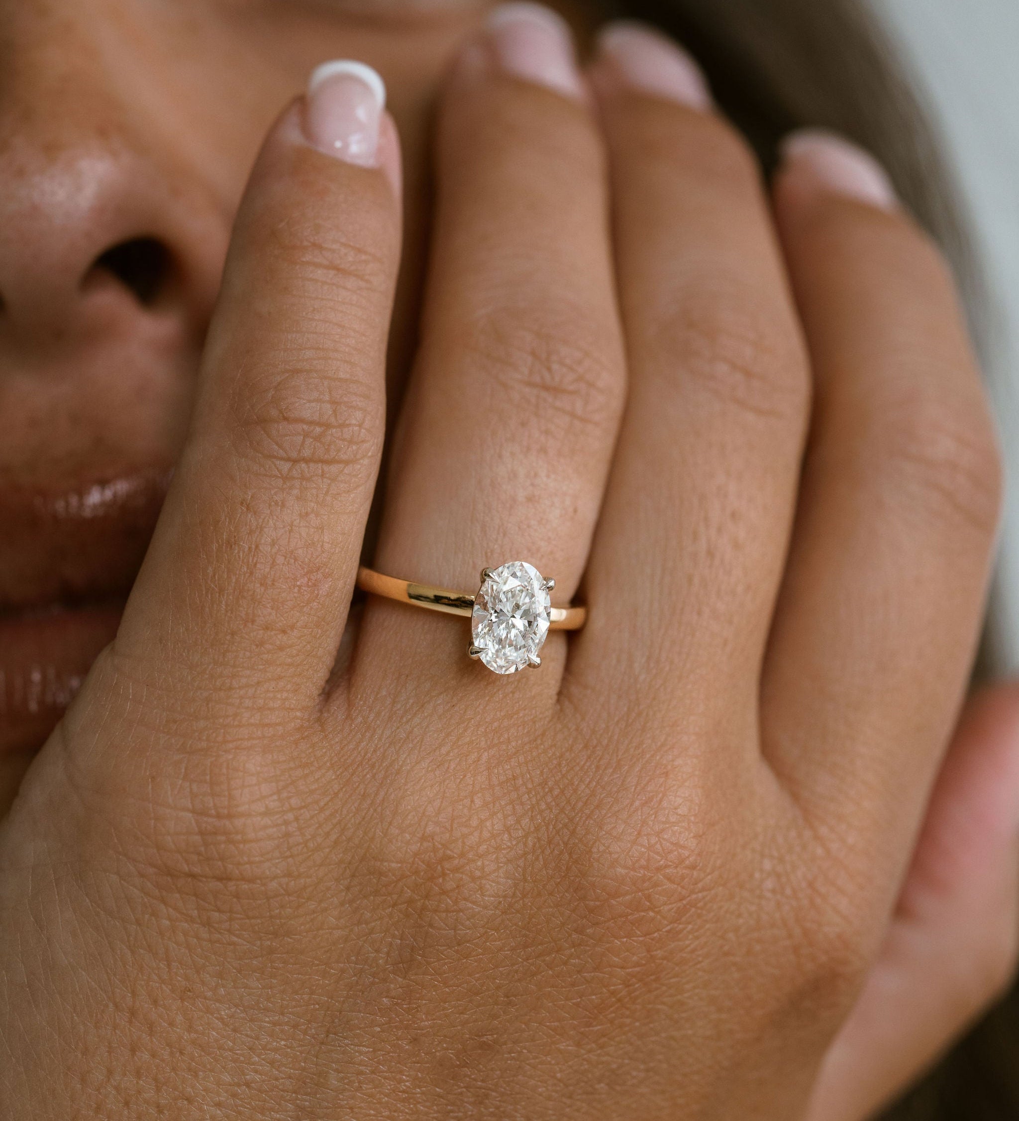 3.0 CT Elongated Cushion Solitaire Lab Grown Diamond Engagement Ringt