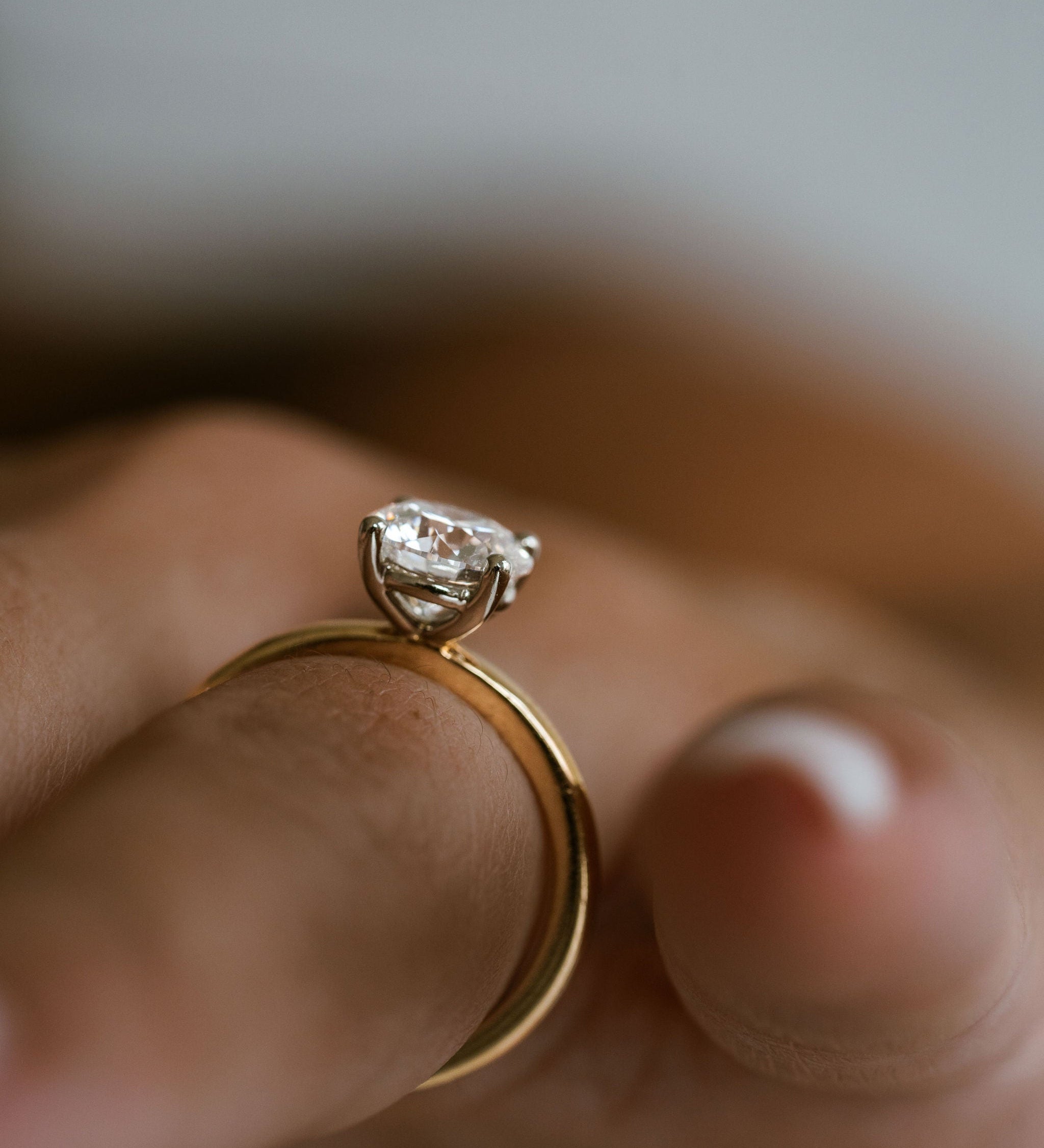 3.0 CT Elongated Cushion Solitaire Lab Grown Diamond Engagement Ringt