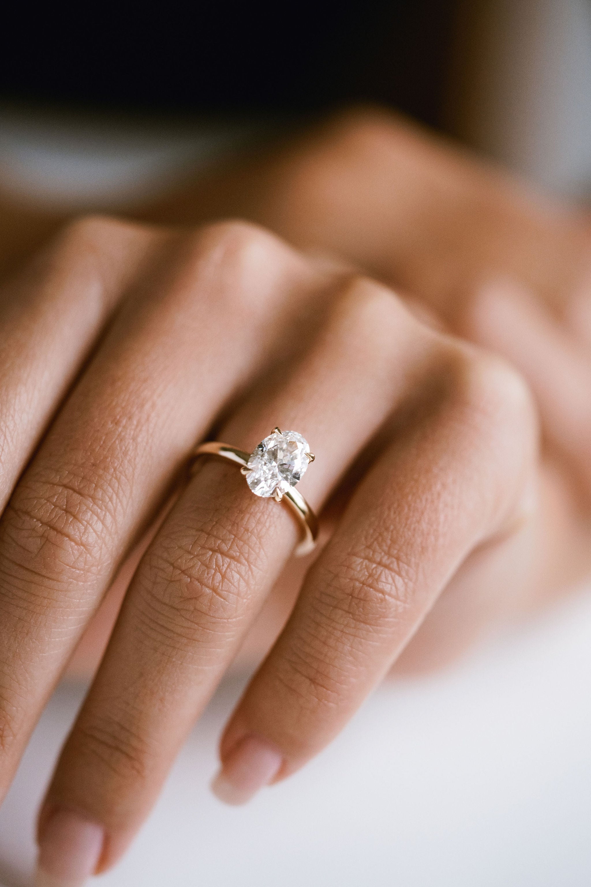3.0 CT Elongated Cushion Solitaire Lab Grown Diamond Engagement Ringt