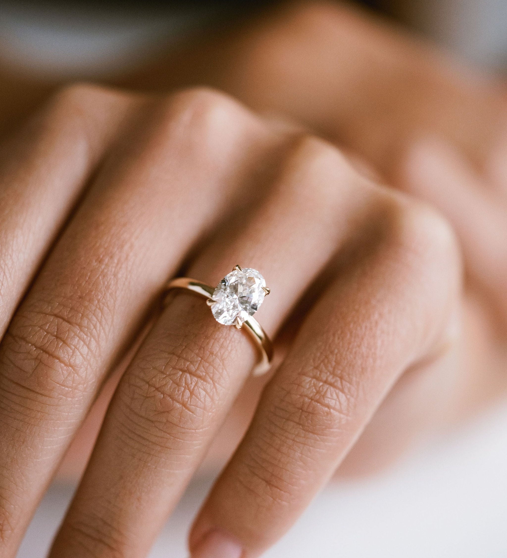 3.0 CT Elongated Cushion Solitaire Lab Grown Diamond Engagement Ringt