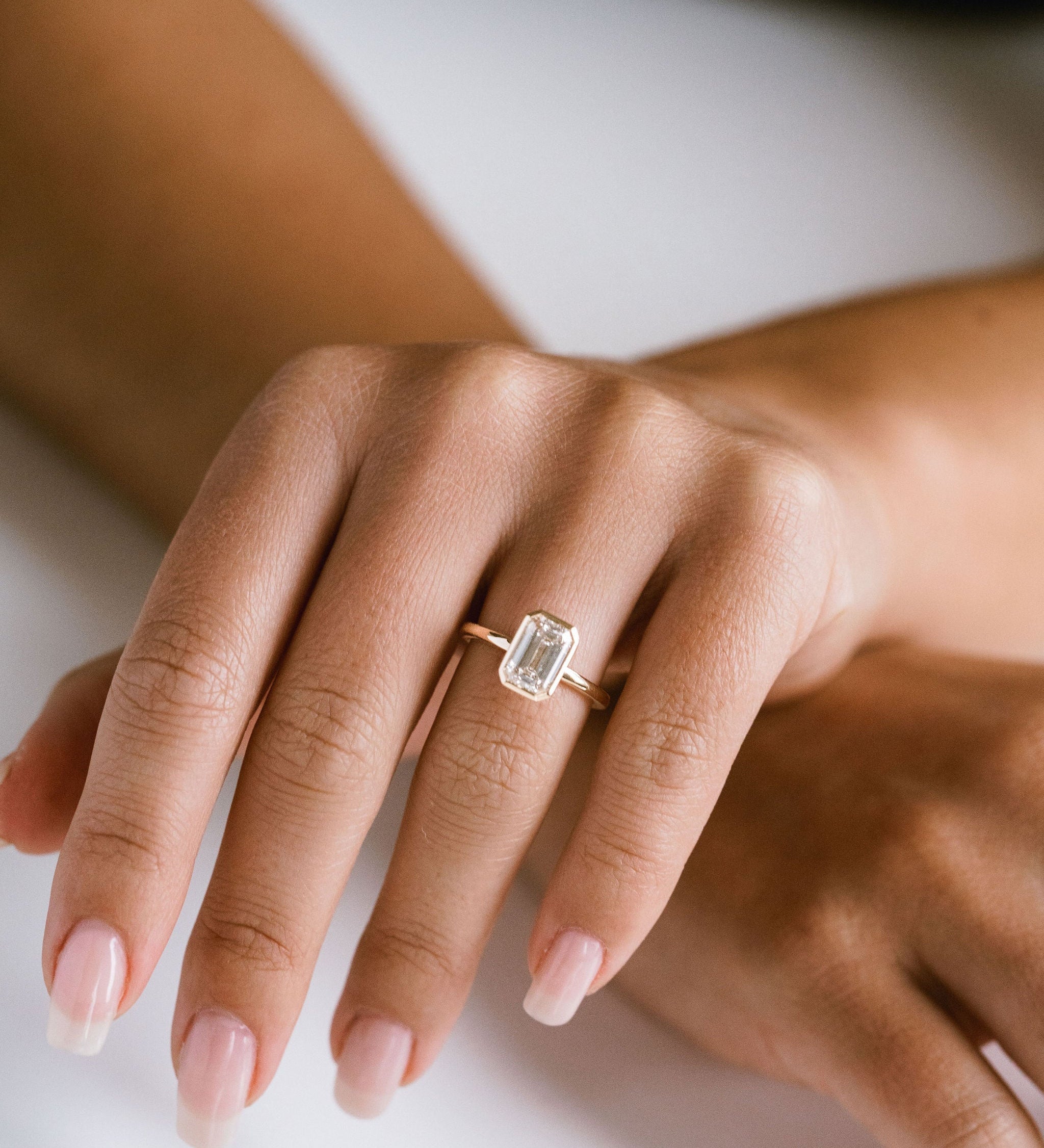 3.0 CT Elongated Cushion Solitaire Lab Grown Diamond Engagement Ringt
