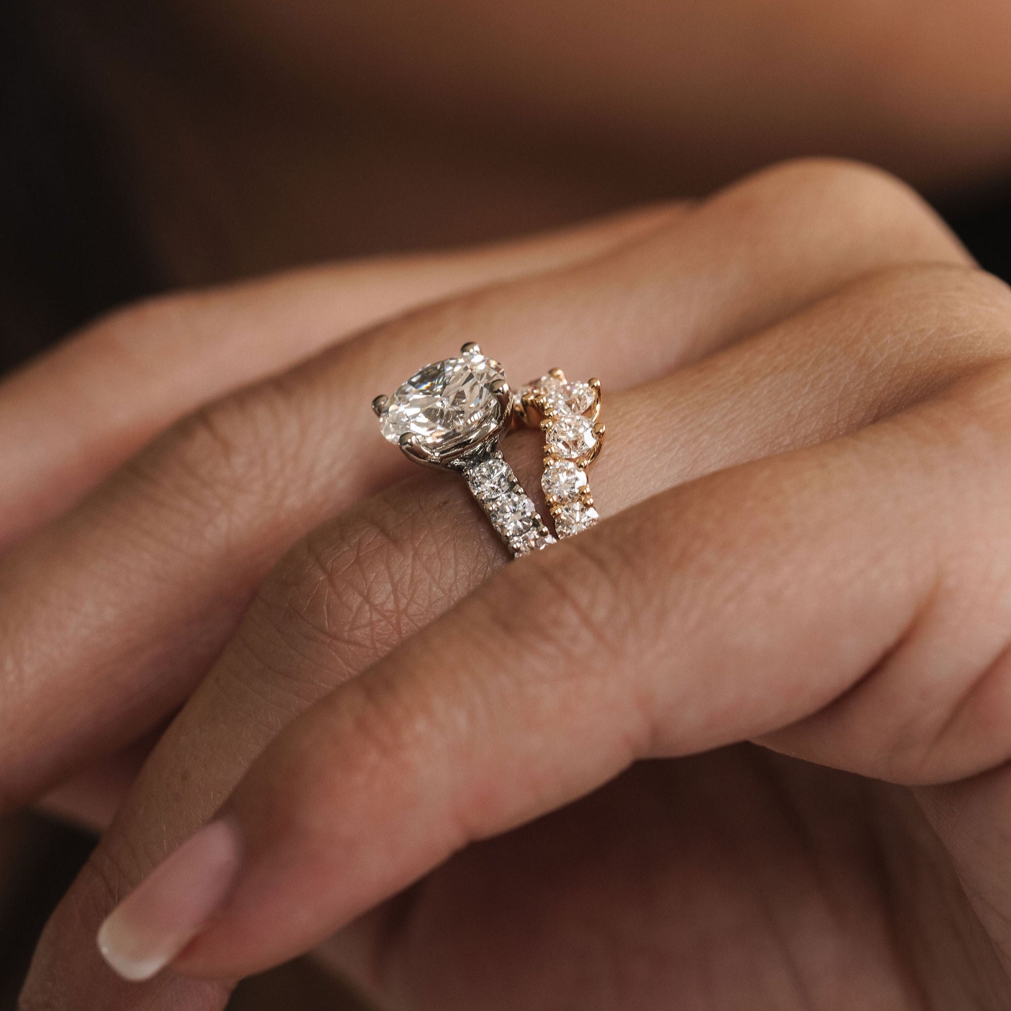 3.0 CT Elongated Cushion Solitaire Lab Grown Diamond Engagement Ringt