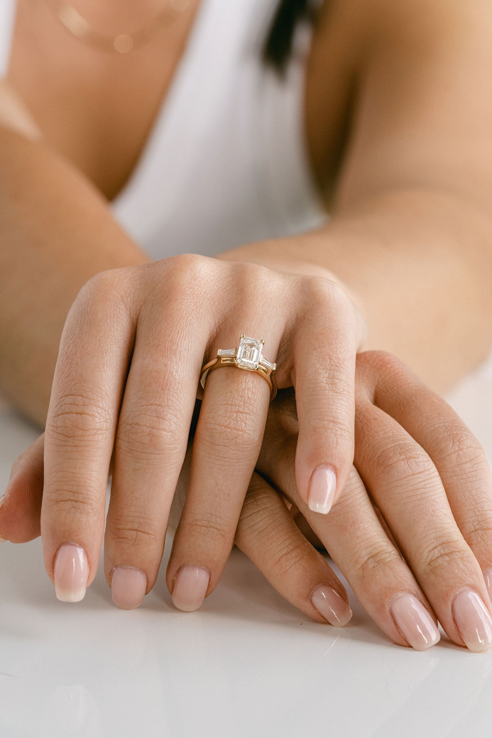 3.0 CT Elongated Cushion Solitaire Lab Grown Diamond Engagement Ringt