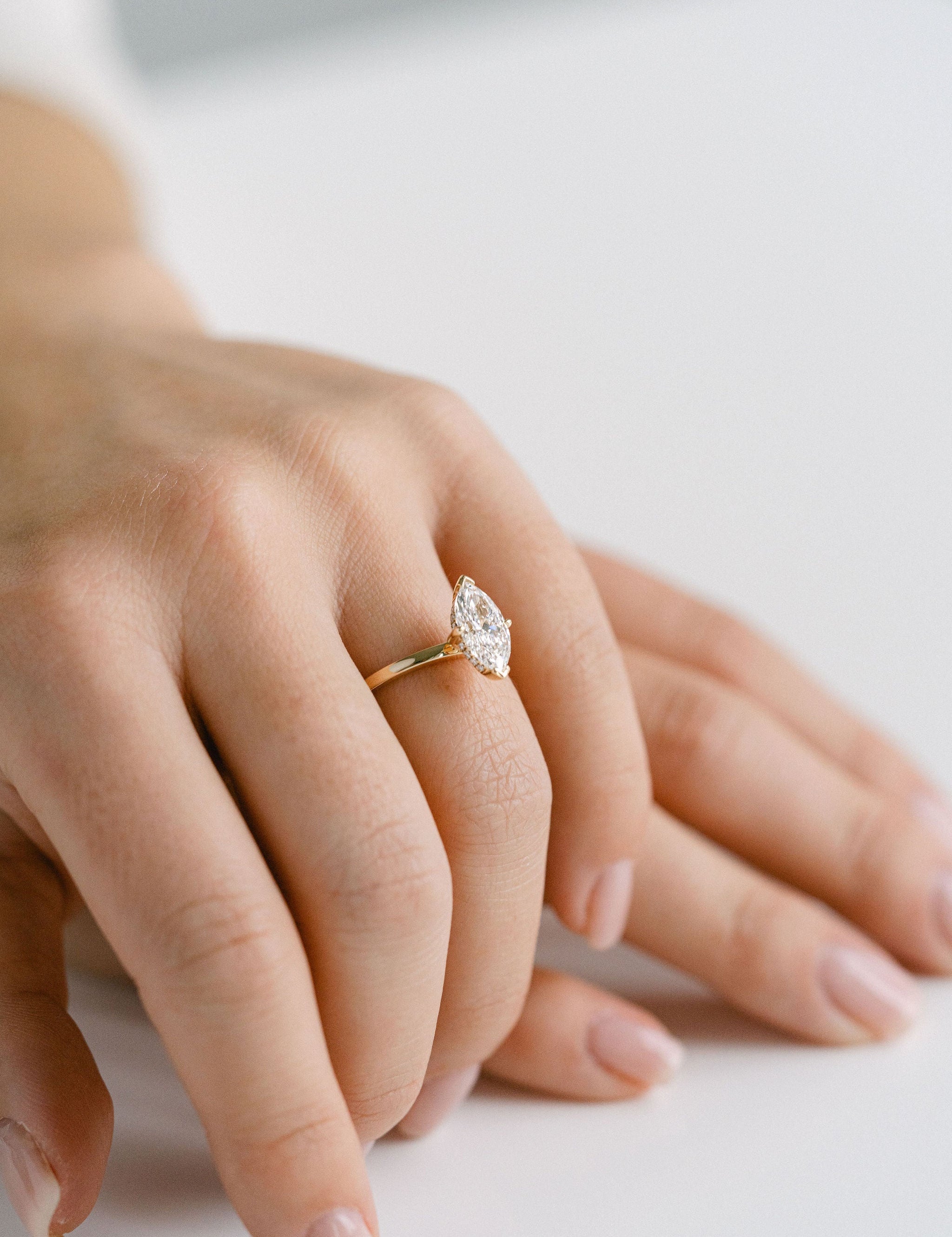 3.0 CT Elongated Cushion Solitaire Lab Grown Diamond Engagement Ringt