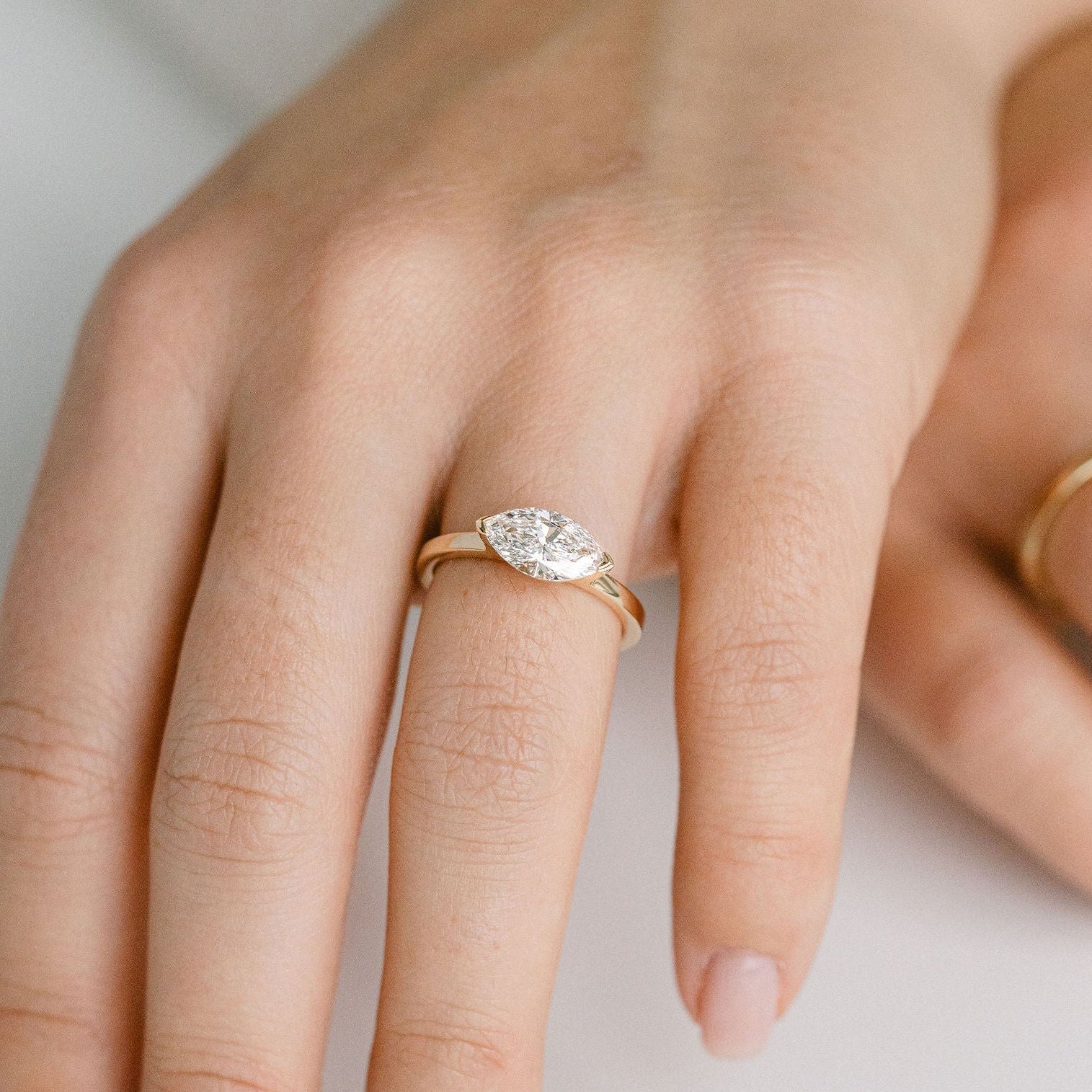 3.0 CT Elongated Cushion Solitaire Lab Grown Diamond Engagement Ringt