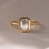 Emerald  Lab Grown Diamond Bezel Style Engagement Ring